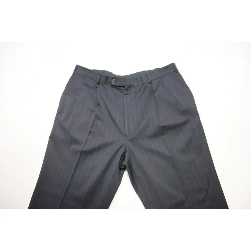 Jos A‎ Bank 100% Wool Striped 2 Piece Suit Pants Jacket Mens Sz 38 x 32 44 L